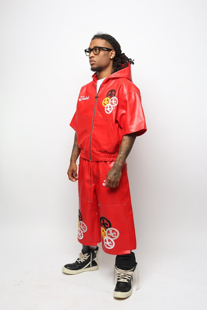 JADED RED LEATHER SET