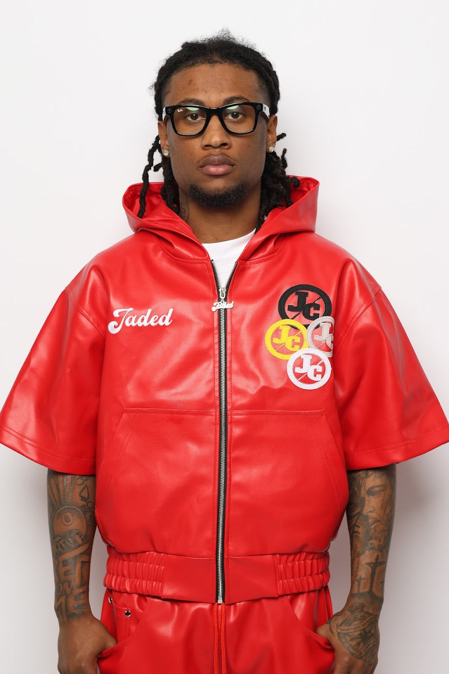 JADED RED LEATHER SET