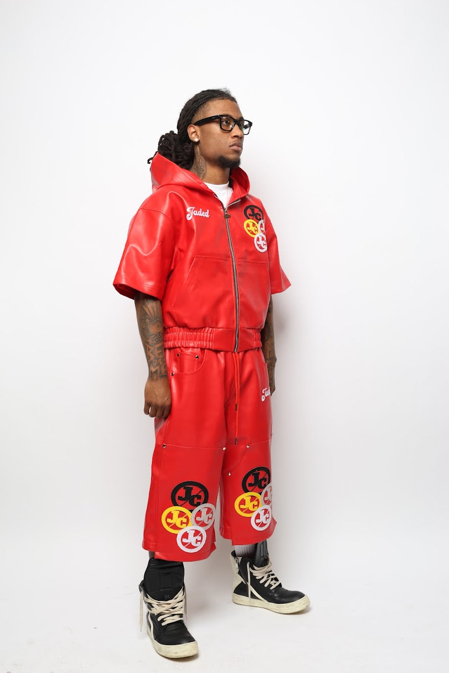 JADED RED LEATHER SET