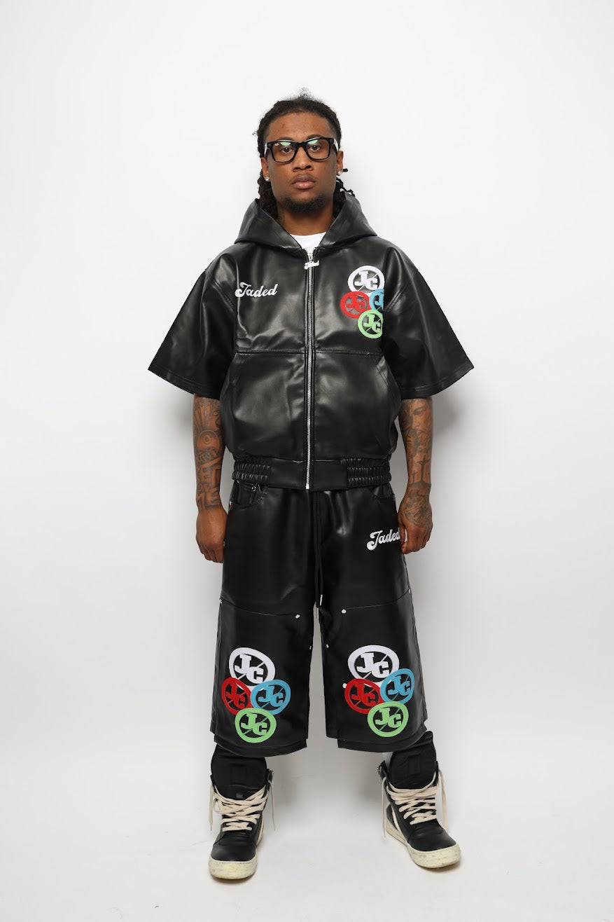 BLACK JADED LEATHER SET