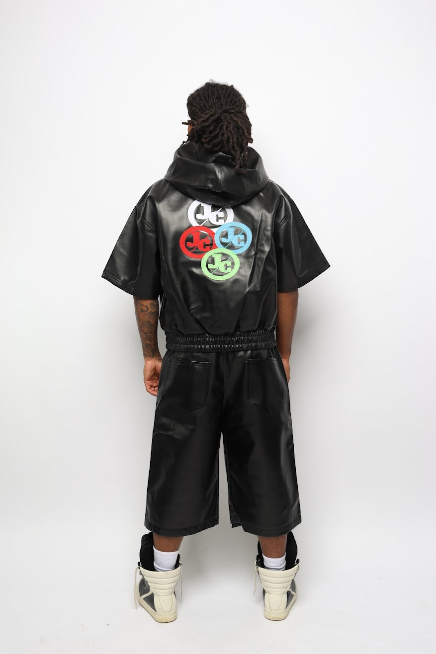 BLACK JADED LEATHER SET