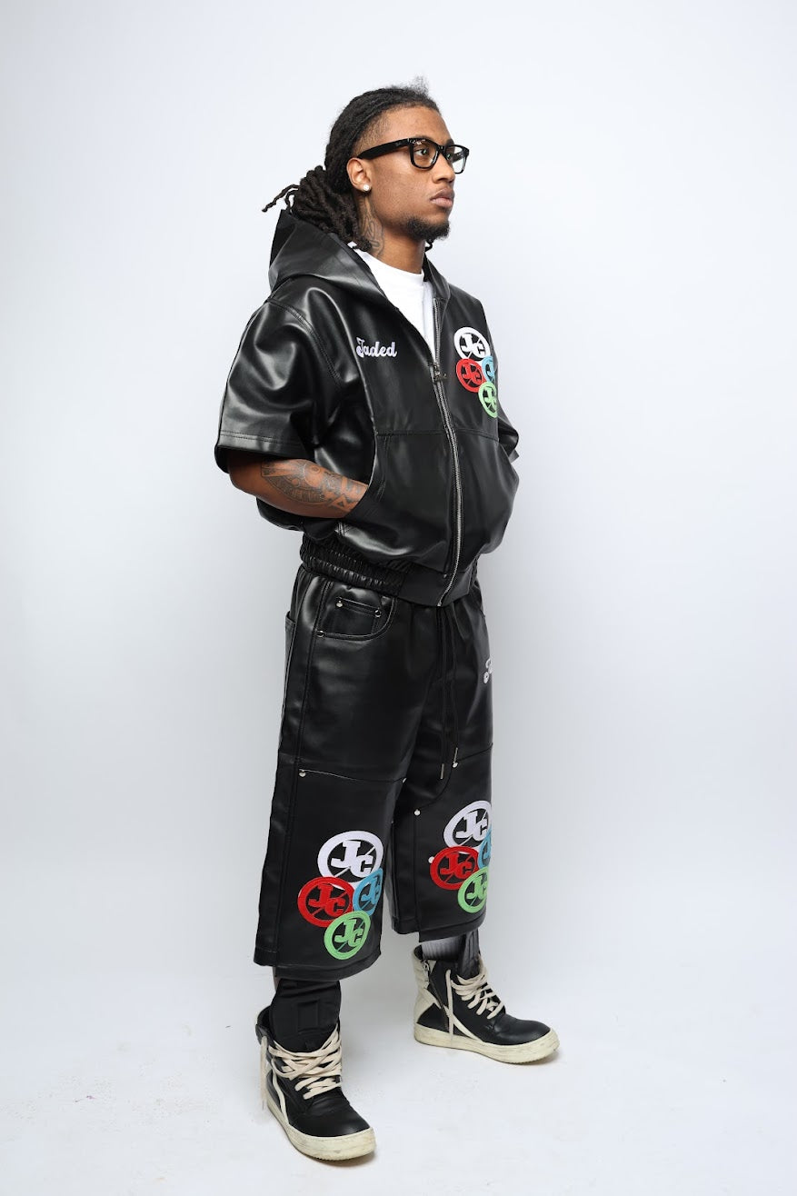 BLACK JADED LEATHER SET