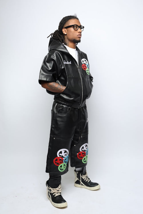 BLACK JADED LEATHER SET