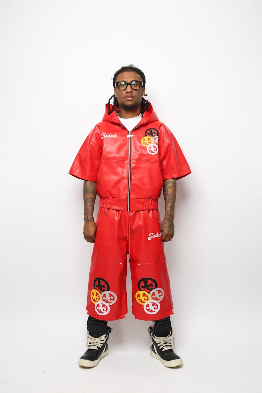 JADED RED LEATHER SET